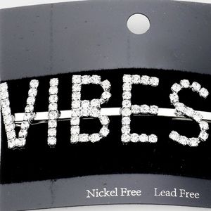 Clear Rhinestone Silver VIBES Bobby Pin